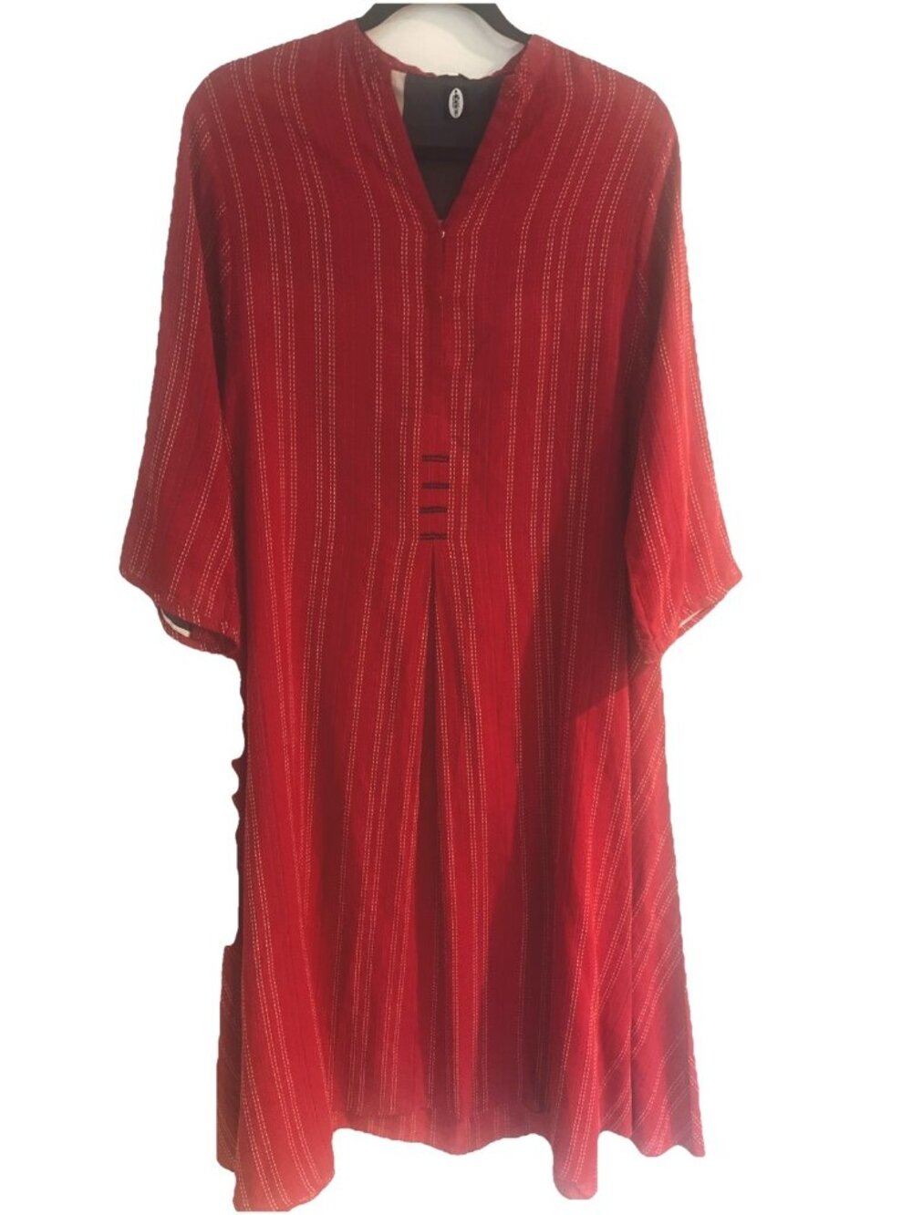 Sonja battle Tunic Dress Sz 14 Intricate Stitching Print Red Pakistani